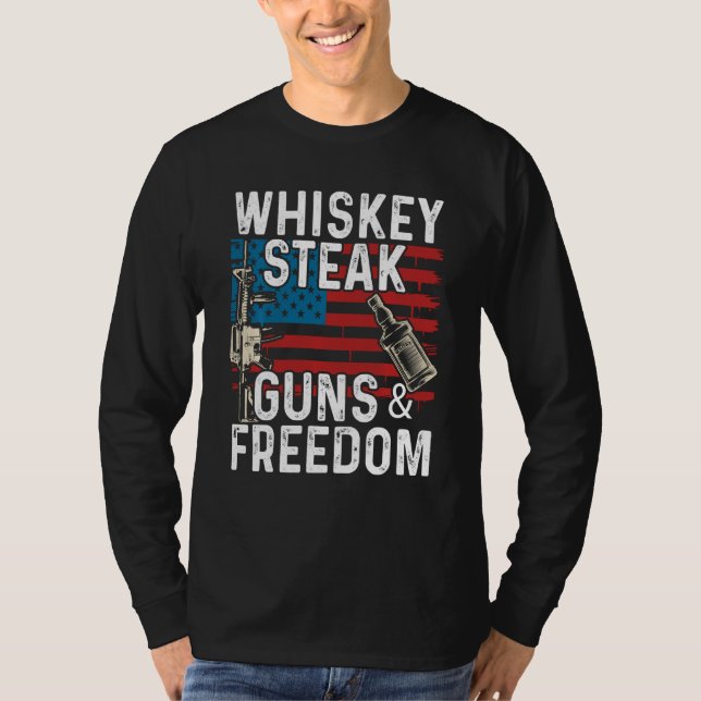 Camiseta Guns Whiskey Steak Freedom Whiskey Bourbon (Anverso)