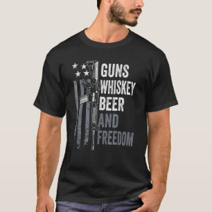 Camiseta Guns Whisky Beer And Freedom - Beber AR15 Gun O