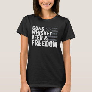 Camiseta Guns Whisky Beer Freedom Pro Gun Beber Bandera G