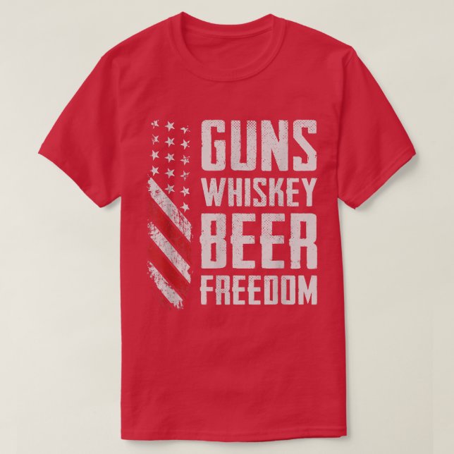 Camiseta Guns Whisky Beer Freedom USA Pro Guns Drinking Fu (Diseño del anverso)
