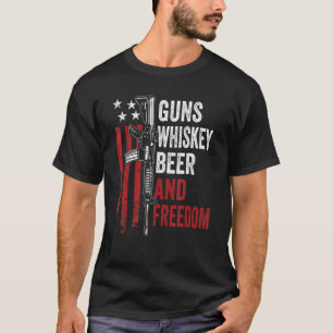Camiseta Guns Whisky Beer Y Freedom Drinking Ar15 Gun