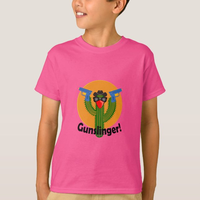 Camiseta Gunslinger Cactus Design - Niños Hanes TAGLESS® T- (Anverso)