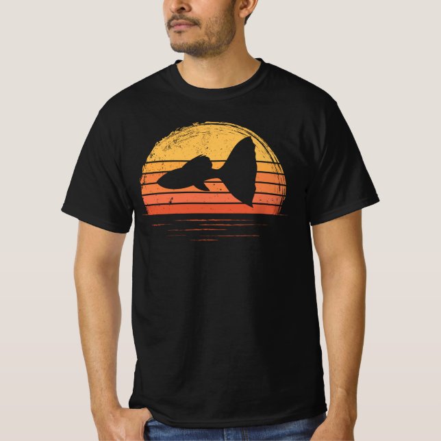 Camiseta Guppy Retro Sunset Mascota Guppy Fish (Anverso)