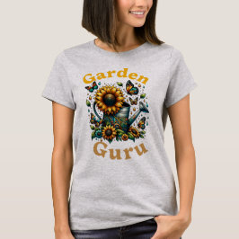 Camiseta Gurú Jardín riego lata y girasoles gris