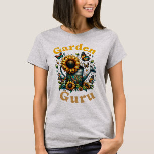 Camiseta Gurú Jardín riego lata y girasoles gris