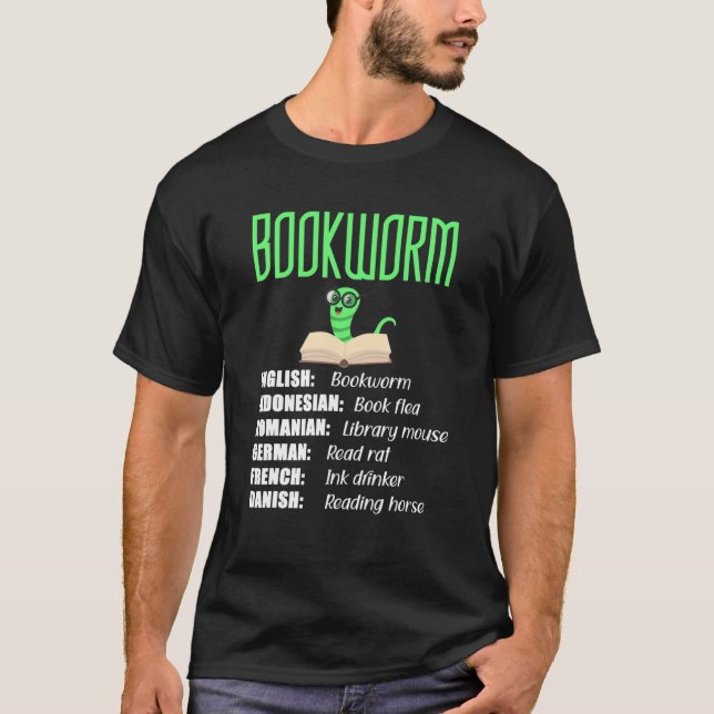 Camiseta Gusano de biblioteca con traducciones extravagante (Anverso)