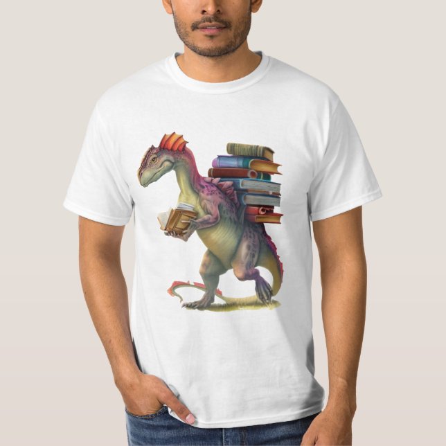 Camiseta Gusano de libros de dinosaurios - Cute fantasía le (Anverso)