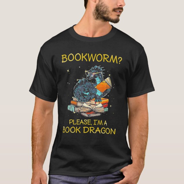 Camiseta Gusano de libros Por favor soy un dragón de libros (Anverso)