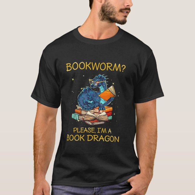 Camiseta Gusano de libros Por favor soy un dragón de libros (Anverso)