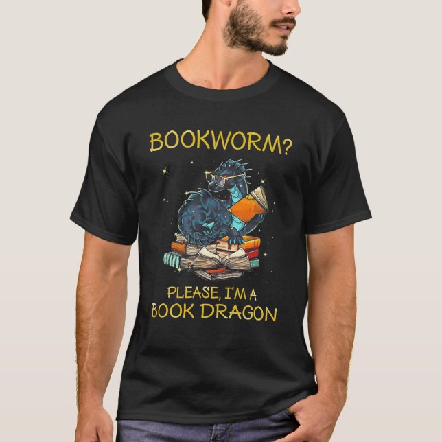 Camiseta Gusano de libros Por favor soy un dragón de libros (Anverso)