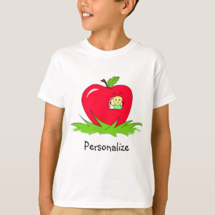 Camiseta Gusano en Apple rojo con nombre