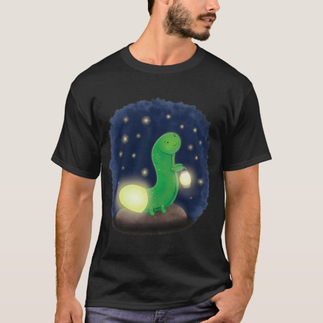 Camiseta Gusano verde suave con Personalizado de linterna (Anverso)