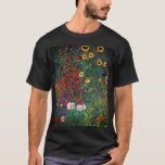 Camiseta Gustav Klimt Flower Garden<br><div class="desc">T-Shirt con la pintura al óleo de Gustav Klimt en el jardín de la granja con girasoles (1907). Un bonito jardín de girasoles y exquisitos flores azules,  rojas,  violetas,  rosas y blancas. Un gran regalo para los amantes del arte Art Nouveau y austriaco.</div>