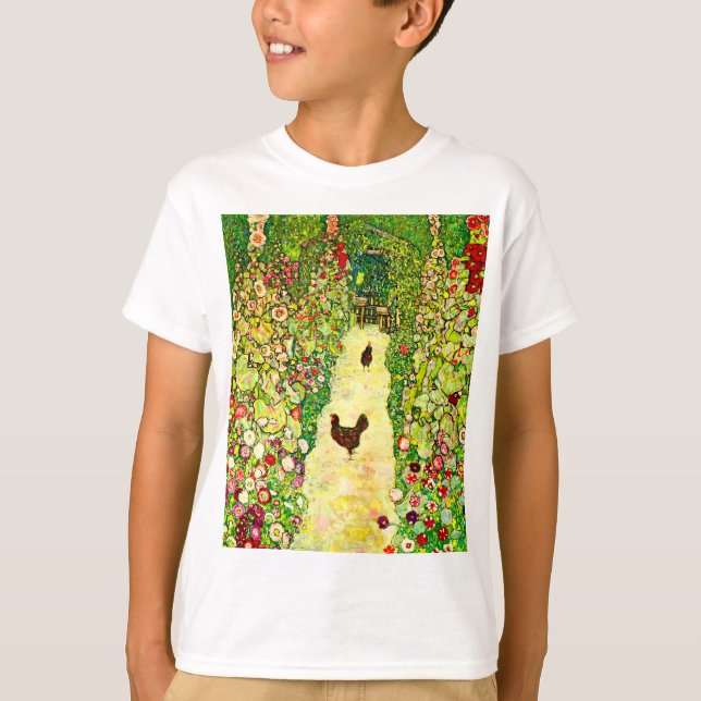 Camiseta Gustav Klimt Garden con pollos (Anverso)