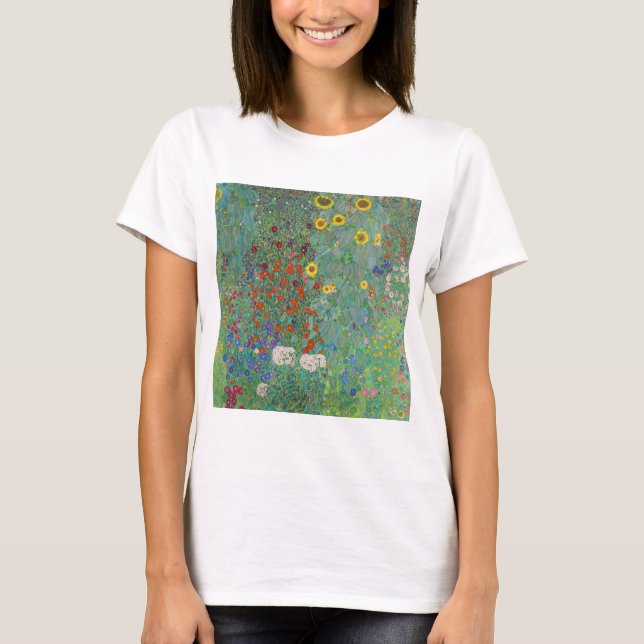 Camiseta Gustav Klimt - Jardín de campo con girasoles (Anverso)