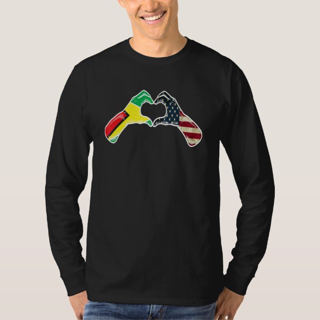 Camiseta Guyana American USA Flag - USA Guyanese Heart_1 (Anverso)