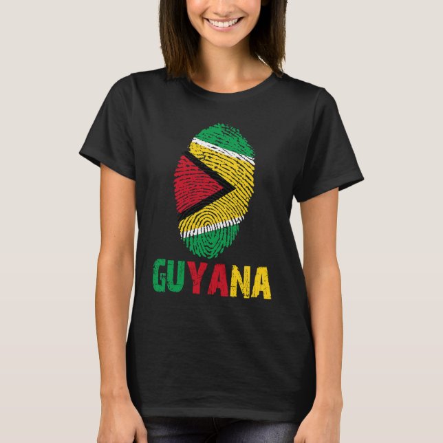 Camiseta Guyana Finger Print Flag  I Love Guyana Travel (Anverso)