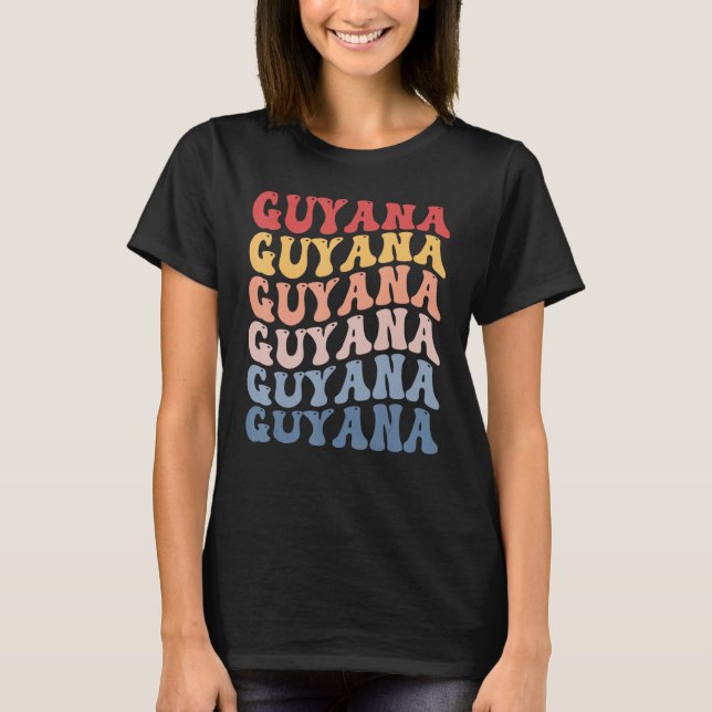 Camiseta Guyana Groovy Retro Guyanese (Anverso)
