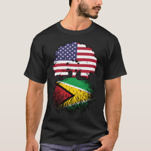 Camiseta Guyana Guyanesa estadounidense bandera de un árbol
