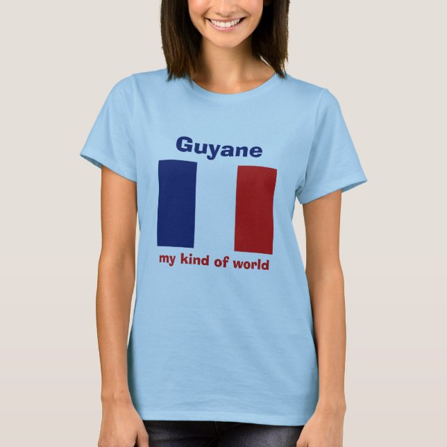 Camiseta Guyane Bandera + Mapa + Texto (Anverso)