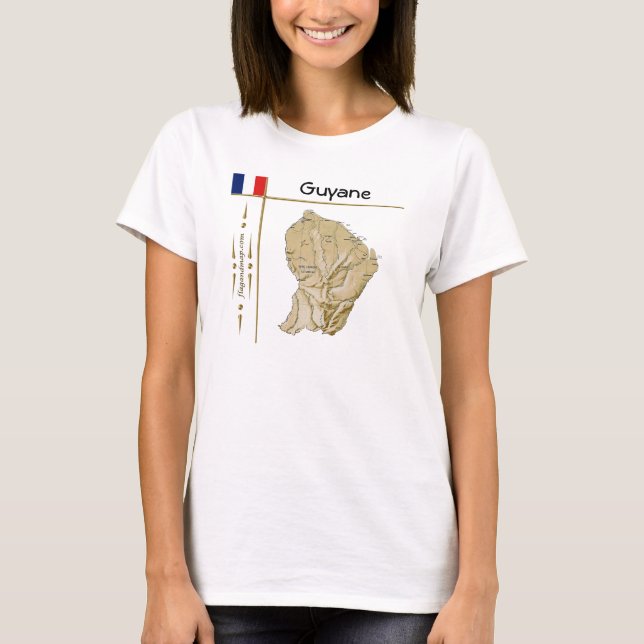 Camiseta Guyane Mapa + Bandera + Título (Anverso)