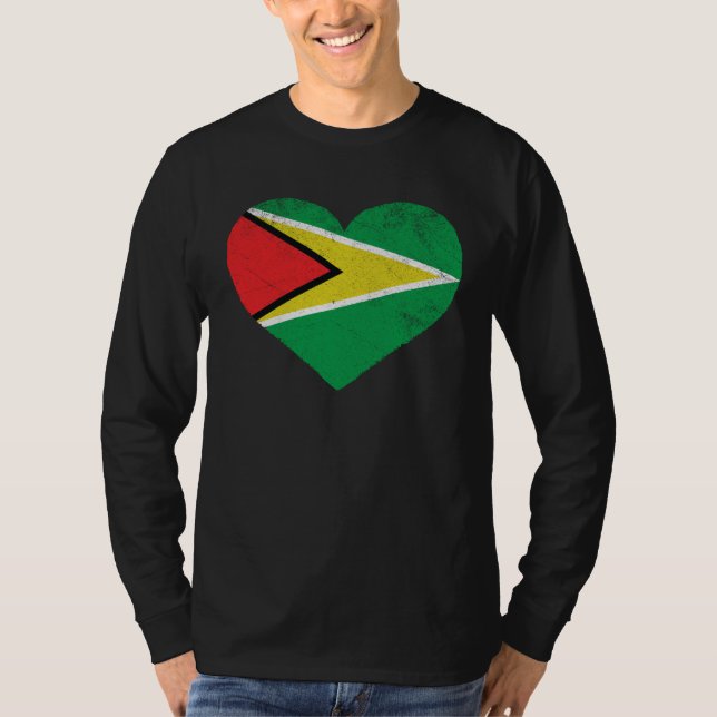 Camiseta Guyanese Flag Heart I Love Guyana (Anverso)