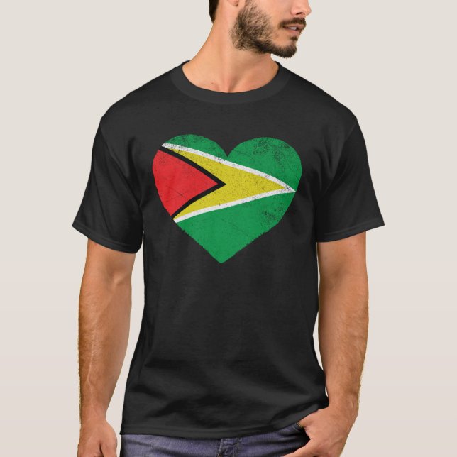 Camiseta Guyanese Flag Heart I Love Guyana (Anverso)