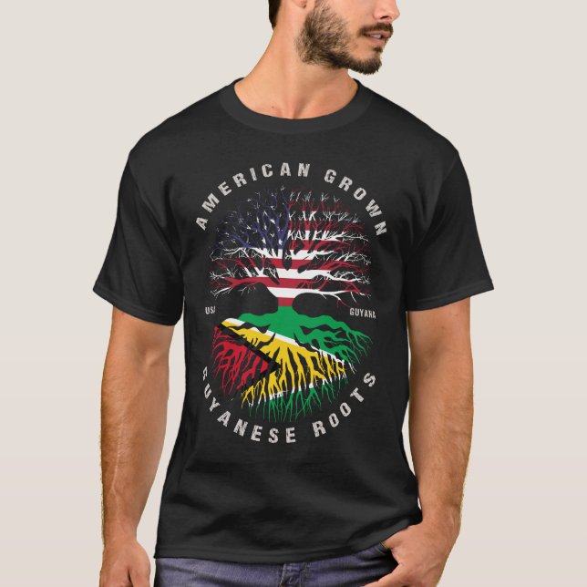 Camiseta Guyaneses norteamericanos crecen con su bandera de (Anverso)