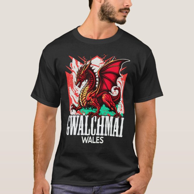Camiseta Gwalchmai Wales Welsh Flag Y Ddraig Goch Dragon (Anverso)