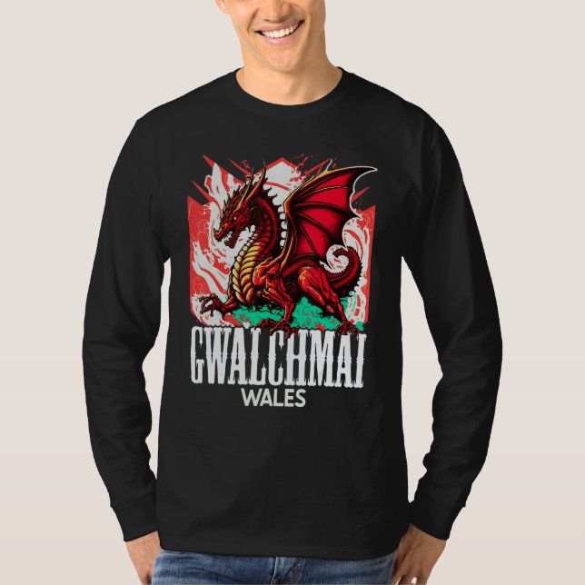 Camiseta Gwalchmai Wales Welsh Flag Y Ddraig Goch Dragon (Anverso)