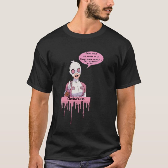 Camiseta gwenpool primera regla goteo rosa clásico (Anverso)