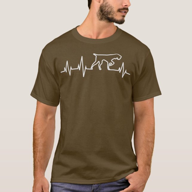 Camiseta GWP DRAHTHAAR Heartbeat Dog Lover Cacería Perro (Anverso)