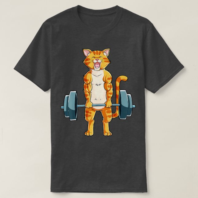 Camiseta Gy de fitness con elevación de pesas en gatos (Diseño del anverso)