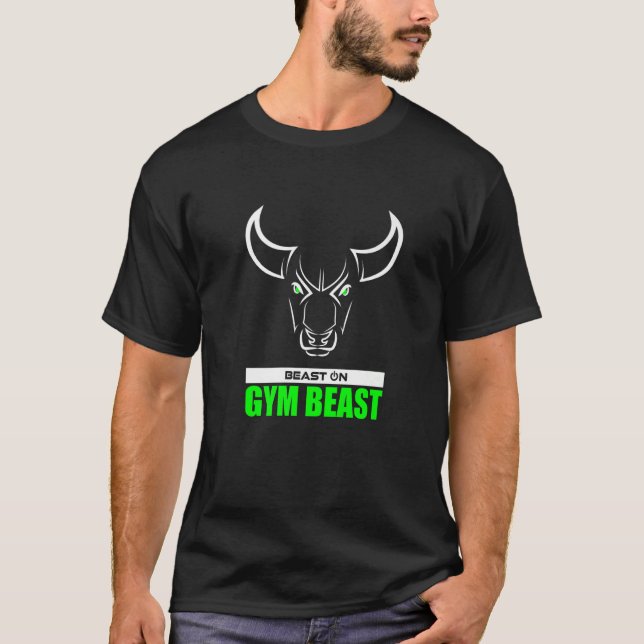 Camiseta Gym Beast Bull Head Green Gym Fitness Bodybuilding (Anverso)