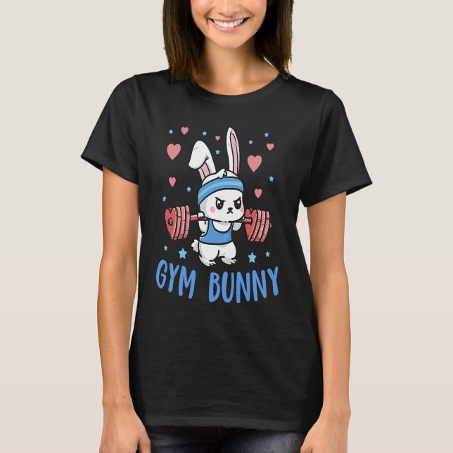 Camiseta Gym Bunny Workout Clothes Corazones Barbell Lift W (Anverso)