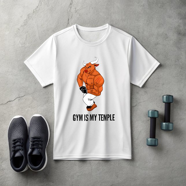 Camiseta Gym Is My Temple Bull T-Shirt | Bodybuilding  (Subido por el creador)