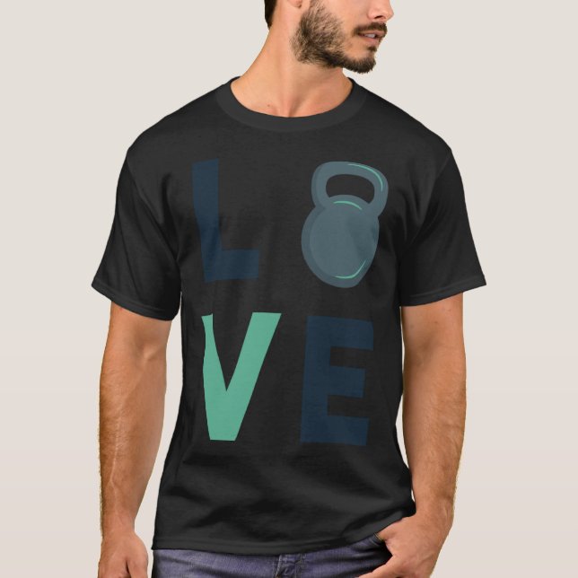 Camiseta Gym Kettlebell Love Fitness Motivation Hard Work (Anverso)