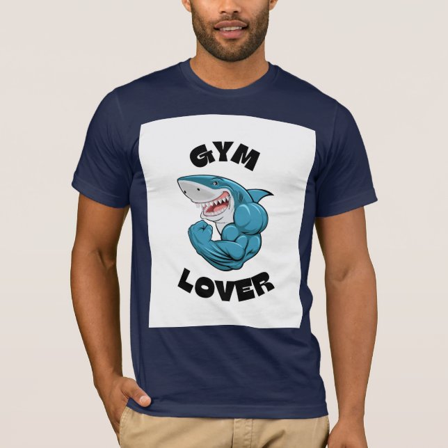 Camiseta Gym Lover Muscular Shark Fitness Motivation (Anverso)