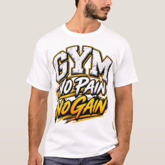 Camiseta GYM No Pain No Gain – Tipografía Motivacional Negr