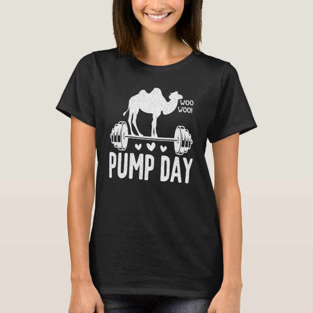 Camiseta Gym Pump Day Camping Fitness Barbell Hombres Mujer (Anverso)