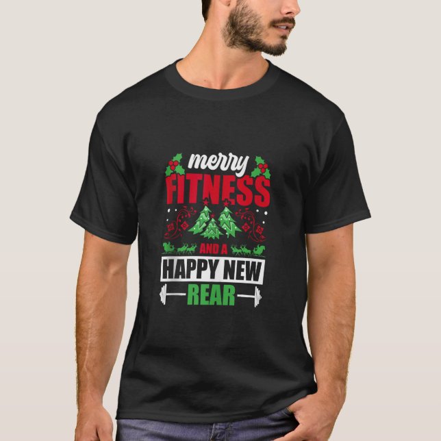 Camiseta Gym Workout Merry Fitness Happy New Rear Christmas (Anverso)