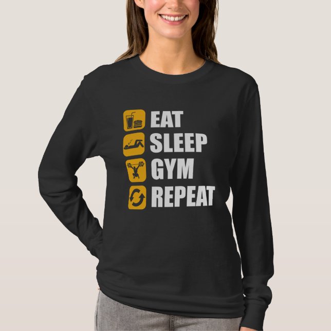 Camiseta Gym Workout Motivational Quote Eat Sleep Gym Repea (Anverso)