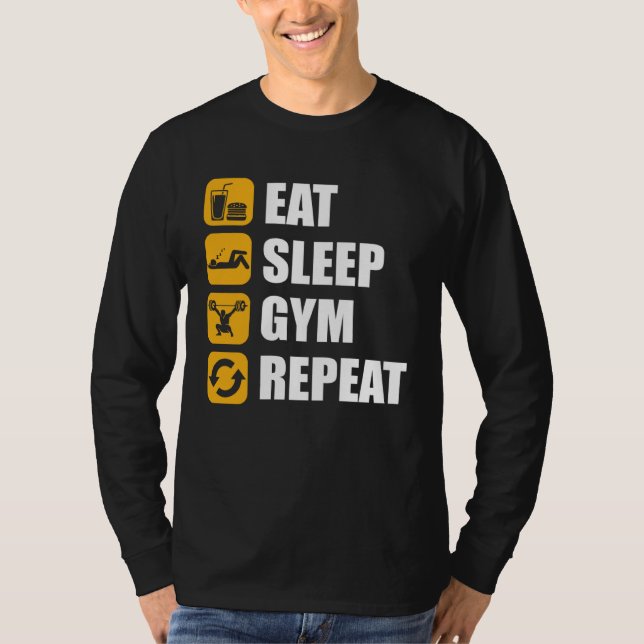 Camiseta Gym Workout Motivational Quote Eat Sleep Gym Repea (Anverso)