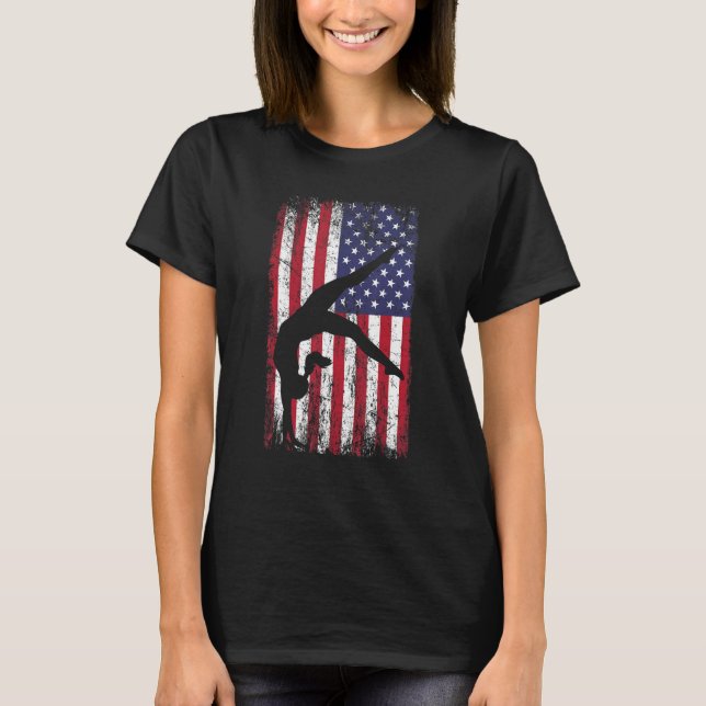 Camiseta Gymnastics gymnastics coach US flag gymnsatics des (Anverso)