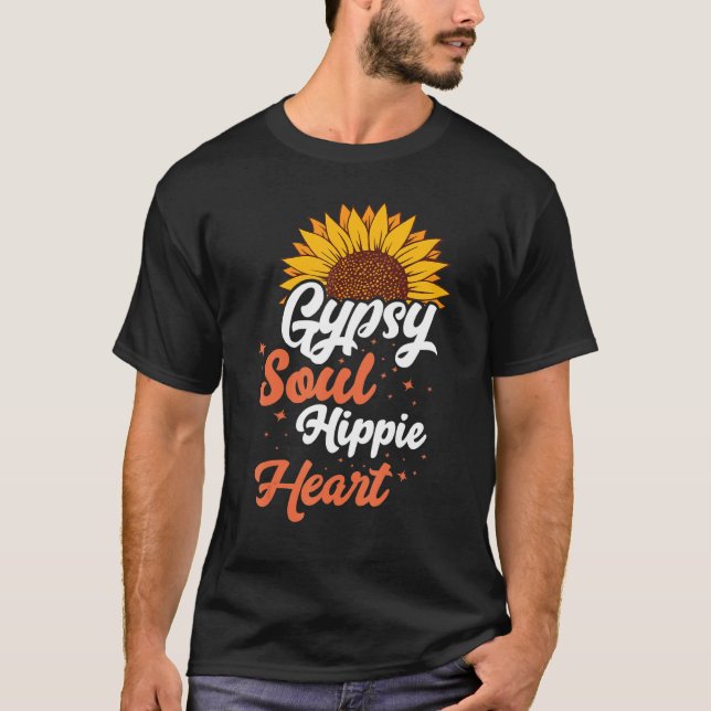 Camiseta Gypsy Soul Hippie Heart Sunflower Wild Free Spirit (Anverso)