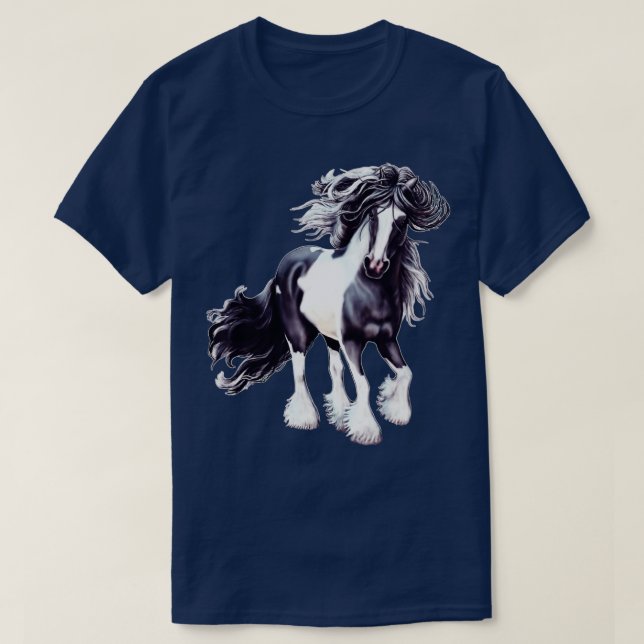 Camiseta Gypsy Vanner Black and White Stallion (Diseño del anverso)