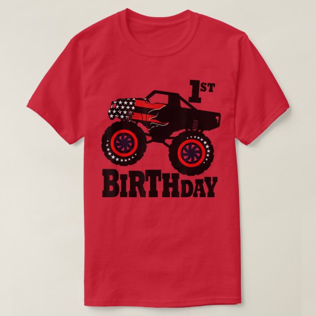 Camiseta Gzl7 Amercian Flag Monster Truck 1st Birthday 2021 (Diseño del anverso)