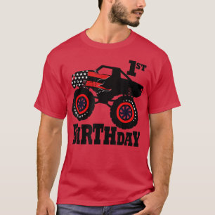Camiseta Gzl7 Amercian Flag Monster Truck 1st Birthday 2021