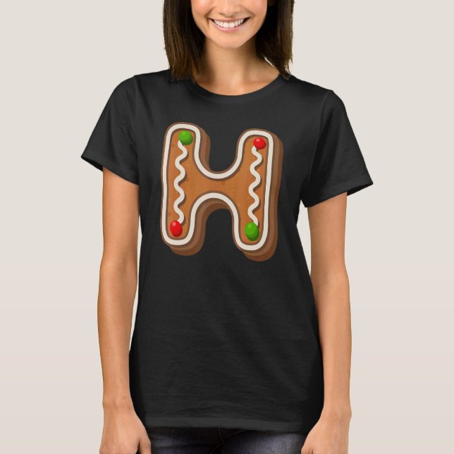 Camiseta H Cutest Capital Navidades Cookie Alphabet Letter (Anverso)