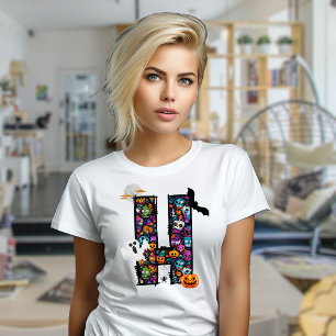 Camiseta H de los monstruos de Halloween